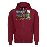 Burgundy thankful nurse Zipper Hoodie - BundleAndBundleShop