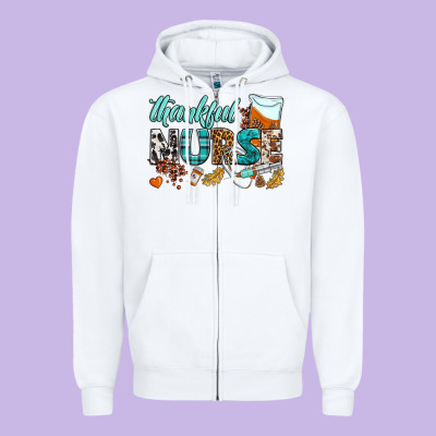 Thankful Nurse Zipper Hoodie Designed By Bundleandbundleshop