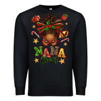 Black Nana Claus Afro Messy Bun Premium Sweatshirt - texasbilliewilder