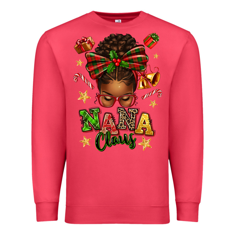 Nana Claus Afro Messy Bun Premium Sweatshirt by texasbilliewilder | Teevron