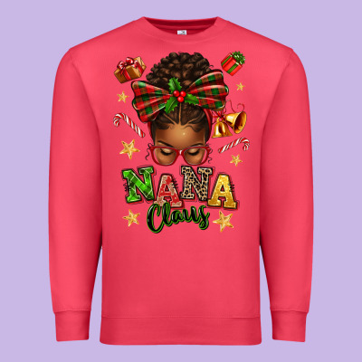 Nana Claus Afro Messy Bun Premium Sweatshirt Designed By Texasbilliewilder