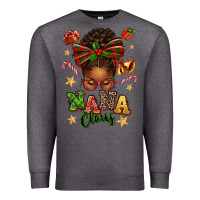 Charcoal Heather Nana Claus Afro Messy Bun Premium Sweatshirt - texasbilliewilder