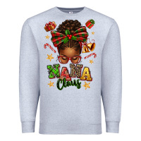 Heather Grey Nana Claus Afro Messy Bun Premium Sweatshirt - texasbilliewilder