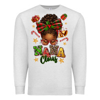 Oatmeal Heather Nana Claus Afro Messy Bun Premium Sweatshirt - texasbilliewilder