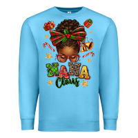 Ocean Blue Nana Claus Afro Messy Bun Premium Sweatshirt - texasbilliewilder