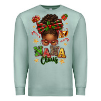 Seafoam Nana Claus Afro Messy Bun Premium Sweatshirt - texasbilliewilder