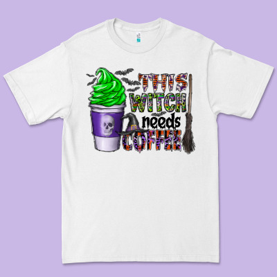 This Witch Needs Coffee Premium Tee Designed By Cowhidedigitalart