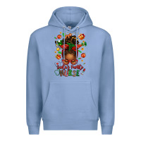 Colony Blue santa's favorite nurse afro messy bun Premium Hoodie - texasbilliewilder