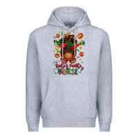 Heather Grey santa's favorite nurse afro messy bun Premium Hoodie - texasbilliewilder