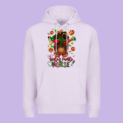 Santa's Favorite Nurse Afro Messy Bun Premium Hoodie Designed By Texasbilliewilder