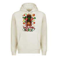 Oatmeal Heather santa's favorite nurse afro messy bun Premium Hoodie - texasbilliewilder