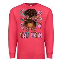 Cardinal Afro Messy Bun Cat Mom Premium Sweatshirt - texasbilliewilder