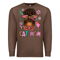 Chestnut Afro Messy Bun Cat Mom Premium Sweatshirt - texasbilliewilder