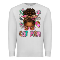 Dove Grey Afro Messy Bun Cat Mom Premium Sweatshirt - texasbilliewilder