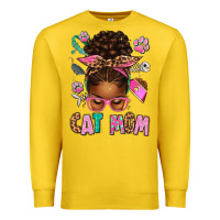 Lemon Afro Messy Bun Cat Mom Premium Sweatshirt - texasbilliewilder