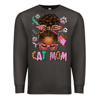 Smoke Afro Messy Bun Cat Mom Premium Sweatshirt - texasbilliewilder