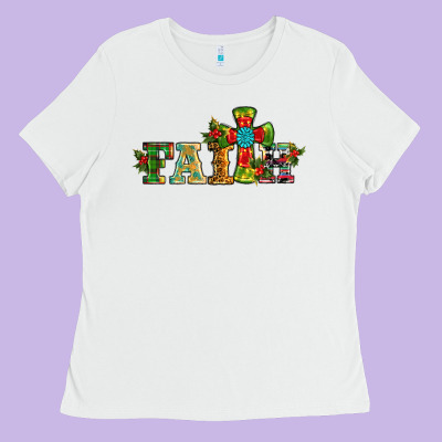 Christmas Cross Faith Ladies Tee Designed By Ranaportraitstore