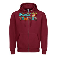 Burgundy thankful teacher Zipper Hoodie - BundleAndBundleShop