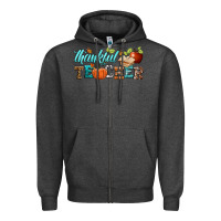 Charcoal Heather thankful teacher Zipper Hoodie - BundleAndBundleShop