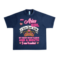 Navy As A Aries Girl I Was Born With My Heart On My Sleeve And A Mouth Urban Heavy Tee - Jasminsmagicworld