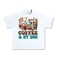 White all i need is coffee and my dog Urban Heavy Tee - AdoDesignShop
