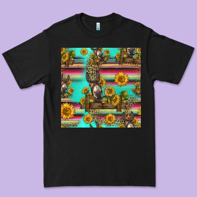 Sunflowers Donkey Seamless Pattern Premium Tee Designed By Hra Design Shop