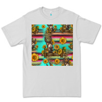 Dove Grey sunflowers donkey seamless pattern Premium Tee - HRA Design Shop