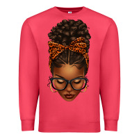 Cardinal afro messy bun orange leopard bow Premium Sweatshirt - texasbilliewilder