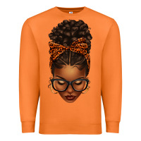 Carrot afro messy bun orange leopard bow Premium Sweatshirt - texasbilliewilder