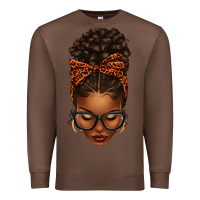 Chestnut afro messy bun orange leopard bow Premium Sweatshirt - texasbilliewilder