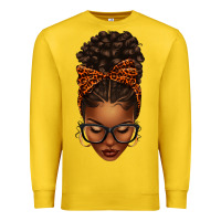 Lemon afro messy bun orange leopard bow Premium Sweatshirt - texasbilliewilder