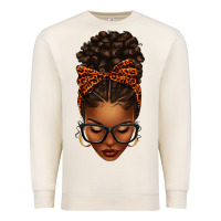 Sandshell afro messy bun orange leopard bow Premium Sweatshirt - texasbilliewilder