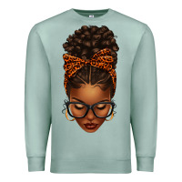 Seafoam afro messy bun orange leopard bow Premium Sweatshirt - texasbilliewilder