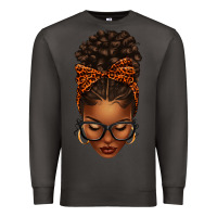 Smoke afro messy bun orange leopard bow Premium Sweatshirt - texasbilliewilder