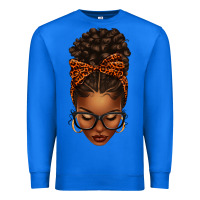 True Royal afro messy bun orange leopard bow Premium Sweatshirt - texasbilliewilder