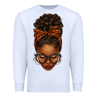 White afro messy bun orange leopard bow Premium Sweatshirt - texasbilliewilder