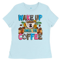 Baby Blue wake up and smell the coffee Ladies Tee - Zillion Design Studio