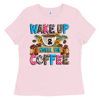 Bubblegum Pink wake up and smell the coffee Ladies Tee - Zillion Design Studio