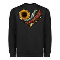 Black western sunflower cowhide  heart Heavyweight Sweatshirt - Jasminsmagicworld