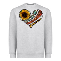 Heather Grey western sunflower cowhide  heart Heavyweight Sweatshirt - Jasminsmagicworld
