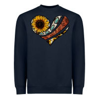 Navy western sunflower cowhide  heart Heavyweight Sweatshirt - Jasminsmagicworld