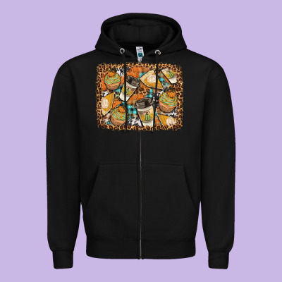 Autumn Distressed Background Zipper Hoodie Designed By Bundleandbundleshop