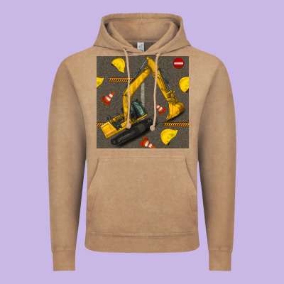 Excavator Seamless Pattern Vintage Hoodie Designed By Bundleandbundleshop
