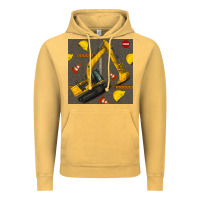 Vintage Mustard excavator seamless pattern Vintage Hoodie - BundleAndBundleShop