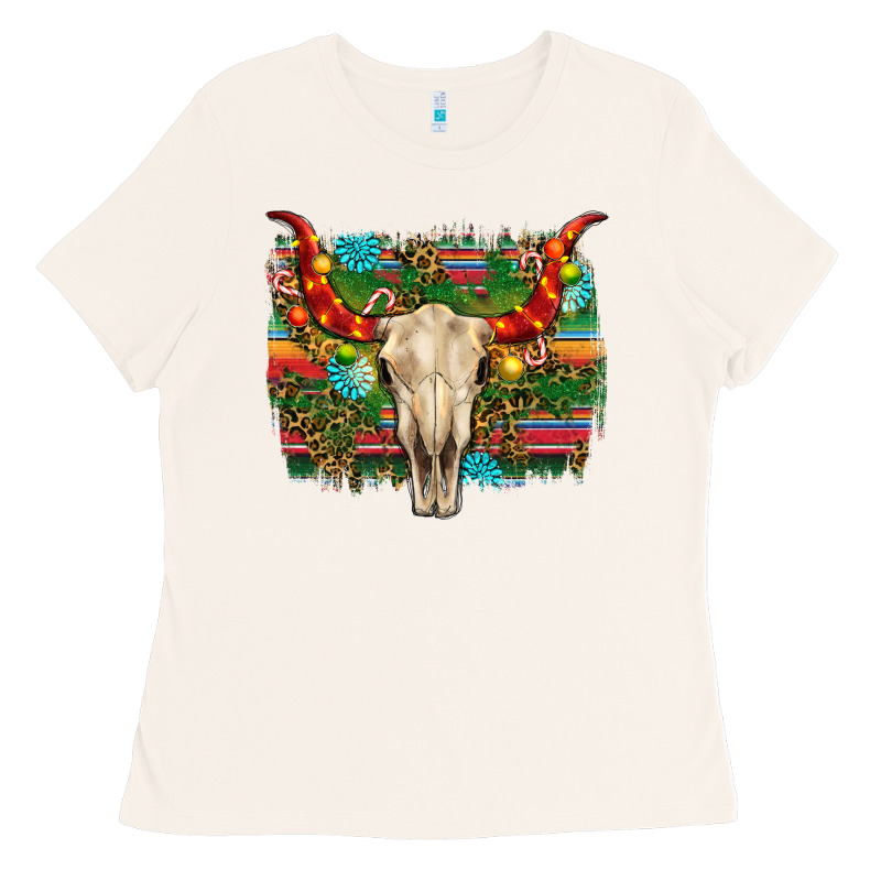 Western Christmas Bull Skull Ladies Tee by RanaPortraitStore | Teevron