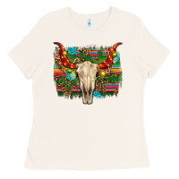 Bone western christmas bull skull Ladies Tee - RanaPortraitStore