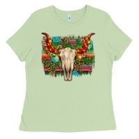 Matcha western christmas bull skull Ladies Tee - RanaPortraitStore