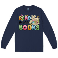 Navy read more books Long Sleeve Tee - MaliasSmallBusiness