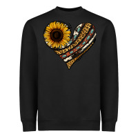 Black western sunflower leopard cowhide heart Heavyweight Sweatshirt - Jasminsmagicworld