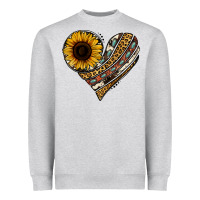 Heather Grey western sunflower leopard cowhide heart Heavyweight Sweatshirt - Jasminsmagicworld